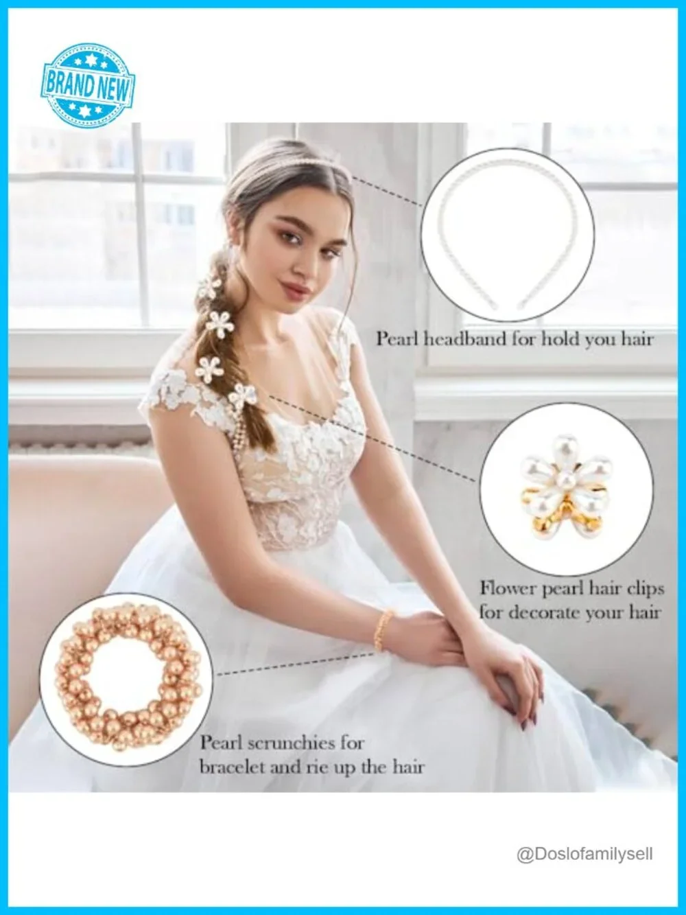 19-Piece Pearl Hair Accessories Set Headbands Clips Pins